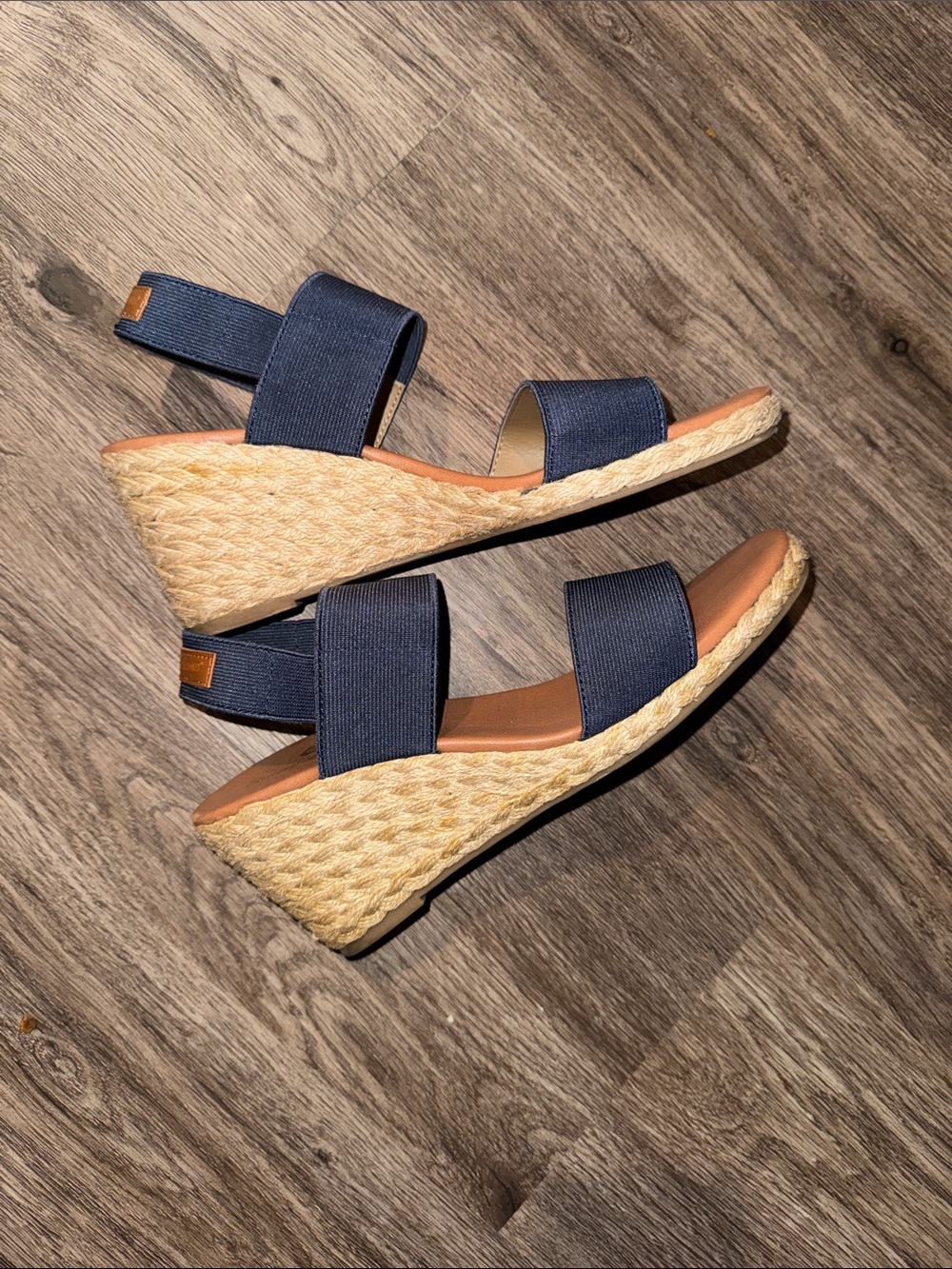 Tommy Bahama Navy Elastic Espadrille Wedge Sandals - Picture 4 of 7